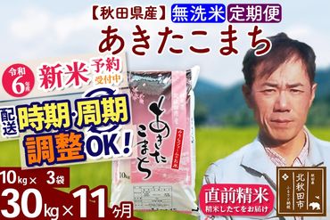 ※令和6年産 新米予約※《定期便11ヶ月》秋田県産 あきたこまち 30kg【無洗米】(10kg袋) 2024年産 お届け時期選べる お届け周期調整可能 隔月に調整OK お米 みそらファーム|msrf-31011