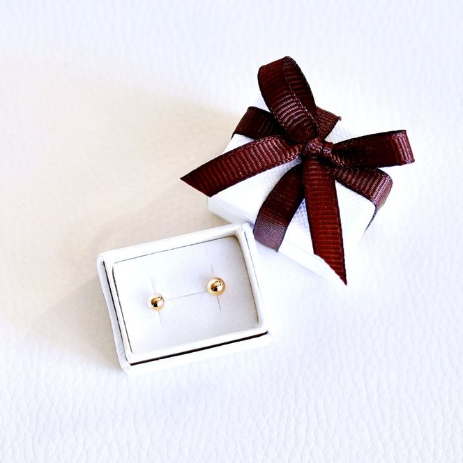 【ジュエリー】K18 18金 ゴールド 地金 シンプル ボール ピアス (4mm) 保証書付 KO-0002 242-008-b