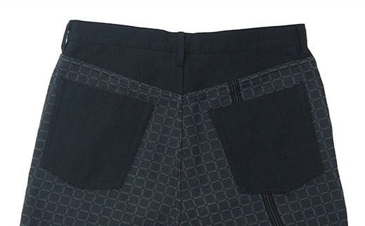 みんさー織 総手織りパンツ（楕円ヒチガーラ ブラック）Mサイズ AZ-62-1