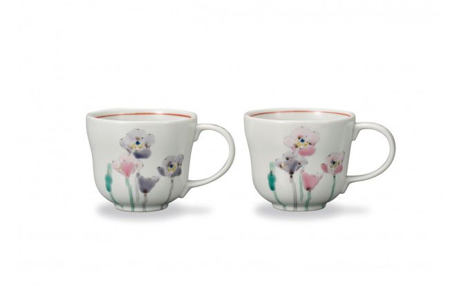 ペアマグカップ ポピー 大志窯 民芸品 工芸品 雑貨 キッチン雑貨 キッチン用品 食器 コップ 花 172111_CY3090