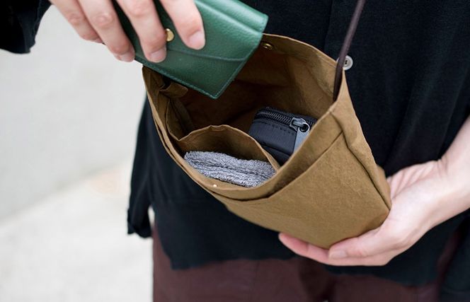 G2850 ミニショルダーバッグ KONBU(R)【ブラウン 撥水素材 ナイロン生地 日本製 軽量 ファッション】