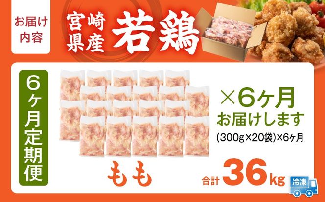 宮崎県産 若鶏切身もも肉 6kg（300g×20袋）【6か月定期便】_b0801_it_x2