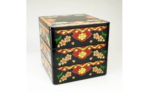 秀衡塗　秀衡さくら重(3段・7寸) / 漆器 食器 重箱 お重 漆塗 うるしぬり 手塗り 木製 伝統工芸品 和 お正月 おせち 高級 結婚 新築祝い お祝い 贈答 贈り物 プレゼント ギフト 香典返し お返し おもてなし【ocy925-ojyu-sak-3B】