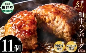 幻のあかうし和牛ハンバーグ 11個入り 1個120g 田野屋青蜂 白鯆 完全天日塩練り込み 肉 お肉 国産牛 土佐あかうし 四万十ポーク おかず 惣菜 おいしい お取り寄せ 冷凍 配送 高知県 田野町