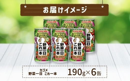 ns038-005　カゴメ 野菜一日これ一本 190g × 6缶 野菜ジュース 野菜汁100% 無添加 砂糖不使用 食塩不使用 栄養強化剤不使用 香料不使用 30品目 野菜 ジュース リコピン β-カロテン 食物繊維 ビタミンA ドリンク 飲料 かごめ お取り寄せ KAGOME 送料無料 那須塩原市