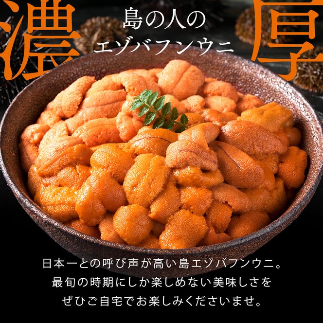 【日時指定不在日対応不可】北海道 礼文島産 産地直送 鮮度抜群 塩水 生エゾバフンウニ 160g（80g×2パック）