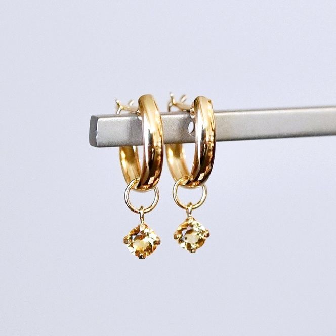 K18(18金) イエローゴールド 2WAY ピアス 地金 シトリン フープピアス(直径10mm) 保証書付 SMK-5249 SWAD099-cit