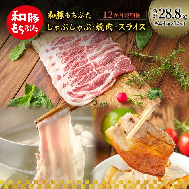 和豚もちぶた 12ヵ月定期便 計28.8kg しゃぶしゃぶ 焼肉 スライス 豚肉