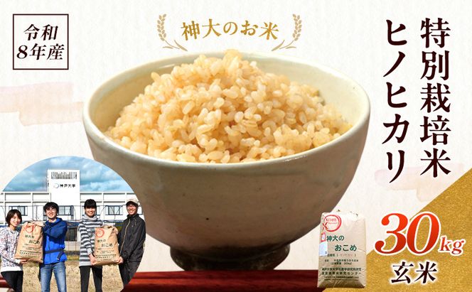 米 令和8年産 神大のおこめ（特別栽培米ヒノヒカリ）玄米30kg お米