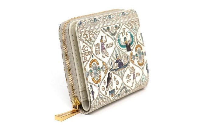 【文庫屋大関】二つ折りファスナーミニ財布 エジプトNo.1【皮革工芸品】財布 二つ折り 小物 お札 カード 小銭 コンパクト 牛革 手作り 日本製 墨田区 東京都