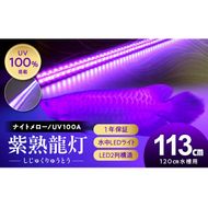 紫外線100%LEDで紅龍・金龍の色彩を引出す水中ライト|UVA100-120EX［172C22］紅龍 金龍 ナイトメロー 水中 アロワナ 水槽ライト テンニングライト 紫外線 100% LED ライト 照明 水中照明 光 綺麗 強化ガラス 吸盤 1年保証 簡単 設置 でんらい インテリア 雑貨 愛知県 小牧市 送料無料