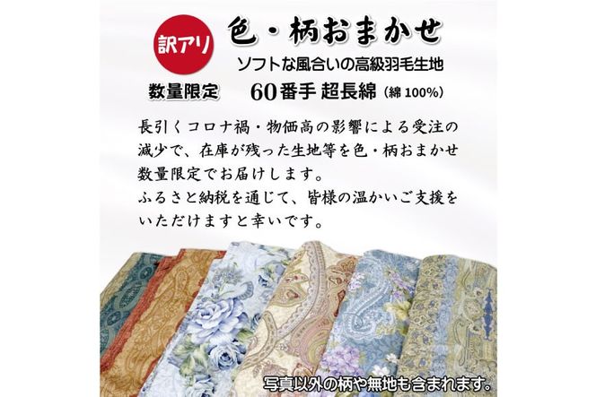 訳あり 羽毛布団 シングル 冬用 色柄おまかせ 掛け布団 冬 本掛け ブルガリア産 ホワイトダックダウン 93％ 1.3kg 400dp 60番手サテン 布団 ふとん 羽毛ふとん 掛布団 日本製 数量限定 羽毛掛け布団 羽毛 寝具 ダウン ダウンケット [川村羽毛 山梨県 韮崎市 20743596]