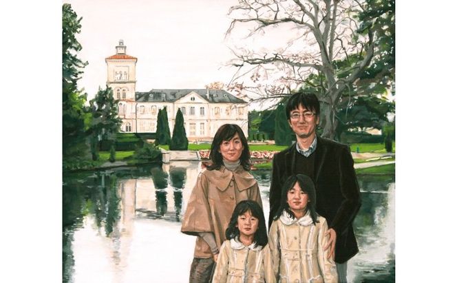 油絵で高級感のある肖像画を細密に描きます（53×45cm・背景あり）