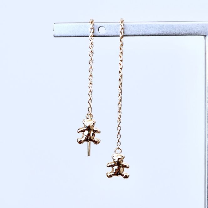 K18(18金) イエローゴールド 地金　クマ ベアー チェーン ピアス 保証書付 SMK-5250 242-023-a