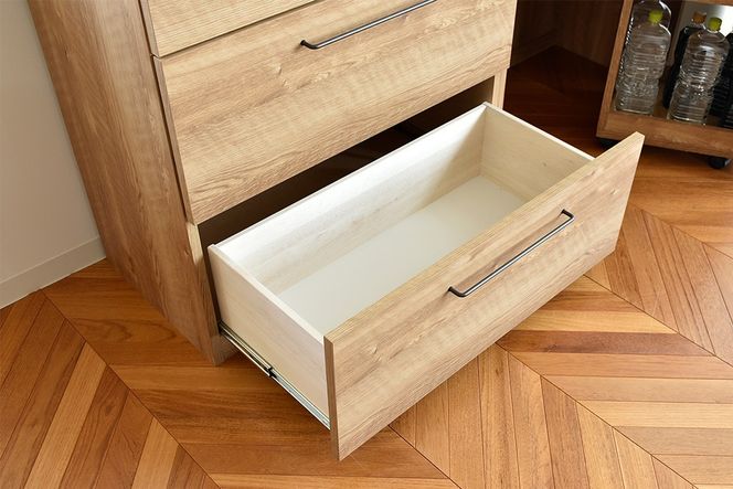 グラーデ 80 カウンター 引出 NA【ナチュラル 完成品 特殊鋼板 引出収納 耐熱 耐傷 作業台】(H062348)