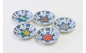 ４号皿揃　染付瓔珞文時代画風 172111_CY4007