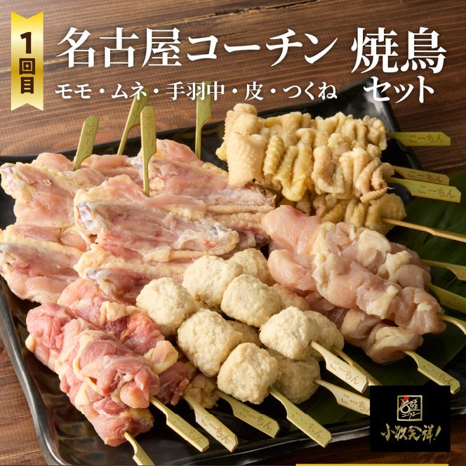 【半年に1回　計2回定期便】名古屋コーチン焼鳥セット・名古屋コーチン鍋&名古屋コーチン1羽分セット［001T09-T］