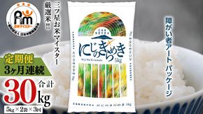 【 定期便 3ヶ月 】 茨城県 筑西市産 にじのきらめき 10kg ( 障がい者アート パッケージ ) ( 5kg × 2袋 ) 令和6年産 精米 米 お米 コメ 白米 茨城県 筑西市 三ツ星 マイスター [CH024ci]