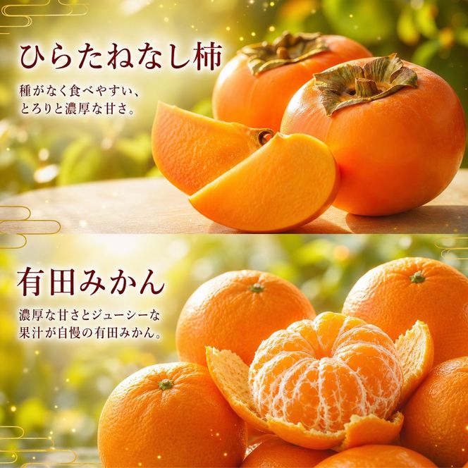 【7・8・10・12月 全4回】紀州和歌山産旬のフルーツセット（バレンシア・桃・ひらたねなし柿・みかん）【UT80】 303446_XF91143