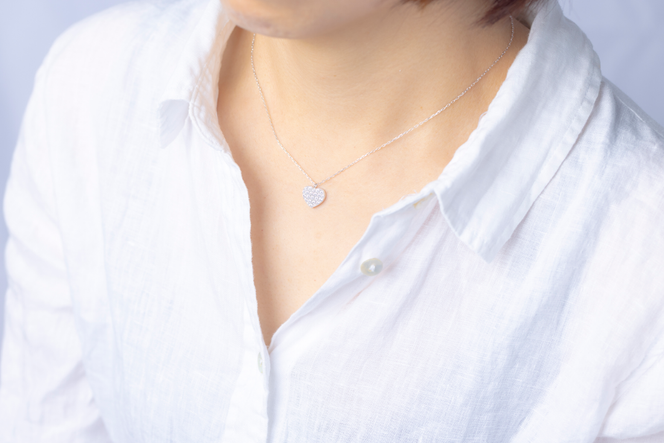 ダイヤモンド ネックレス フラットハートL 0.5ct プラチナ ジュエリー ダイヤ PT 山梨 H-4819 SWCI011-pt