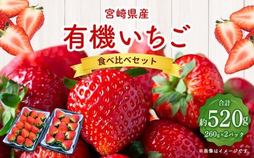 ＜宮崎県産 有機いちご食べ比べセット＞入金確認後、2025年1月～3月迄に順次出荷【c991_dm_x3】 計520g いちご 苺 食べ比べ セット