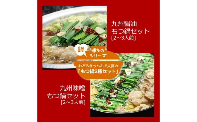 【博多鍋セット1】一番人気のもつ鍋2種セット「九州醤油もつ鍋」と「九州味噌もつ鍋」計4〜6人前《築上町》【株式会社ベネフィス】[ABDF175]