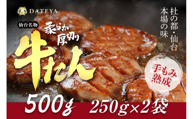 仙台名物 柔らか厚切り牛たん 500g (250g×2袋) [ タン元 タン中 牛タン 厚切り 食べ応え 味付き タン塩 肉厚 ジューシー 冷凍 旨味 ギフト 贈答用 焼肉 バーベキュー BBQ おかず つまみ 御中元 御歳暮 おうち焼肉 ] ● 041009_CL005