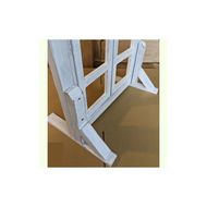 エイジングアンティーク調 フェイク窓のオブジェ　本体と自立固定用スタンドのセット（本体とオプションのセット） ［161P26］ エイジング アンティーク調 フェイク窓 オブジェ 本体 固定用スタンド セット 扉 立掛け 安全 頑丈 天然木製 完成品 エイジング調 ホワイト 両開き 小さな窓枠 ディスプレイ 雑貨 インテリア ガーデニング 愛知県 小牧市 送料無料