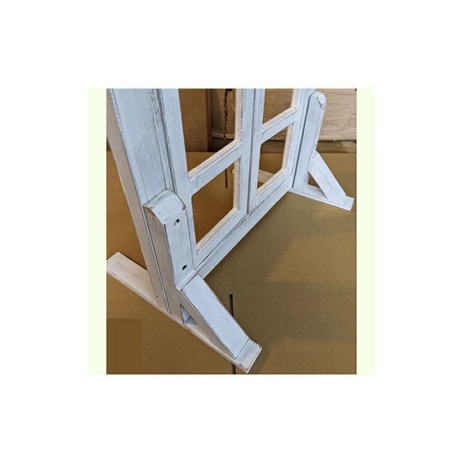 エイジングアンティーク調 フェイク窓のオブジェ　本体と自立固定用スタンドのセット（本体とオプションのセット） ［161P26］ エイジング アンティーク調 フェイク窓 オブジェ 本体 固定用スタンド セット 扉 立掛け 安全 頑丈 天然木製 完成品 エイジング調 ホワイト 両開き 小さな窓枠 ディスプレイ 雑貨 インテリア ガーデニング 愛知県 小牧市 送料無料