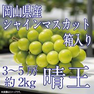 [HS]ぶどう先行予約9月・10月発送シャインマスカット晴王2kg箱（3～5房）ブドウ 葡萄  岡山県産 国産 フルーツ 果物 ギフト デザート 食後 酸味が少ない 産地直送