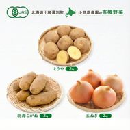 小笠原農園の有機野菜 3種詰合せ（とうや2kg・北海こがね2kg・玉ねぎ2kg）北海道 十勝 幕別《2026年秋出荷先行予約》【 野菜 芋 じゃがいも とうや 北海こがね 玉ねぎ たまねぎ セット 】