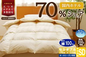 【セミダブル】5つ星高級ホテル多数採用 国内シェア70％ 羽毛布団 掛け布団 | 洗える 寝具 ダウン 布団 ふとん 生地 綿100％ 受注生産 完全国内生産 国産 北海道 【 滝川市 】