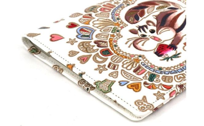 【文庫屋大関】パーソナルホルダー　くいしんぼリス【皮革工芸品】 民芸品 雑貨 日用品 文房具 革小物 革製品 ファイル ケース 