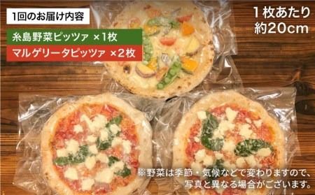 【全3回定期便】薪窯焼きピッツァ3枚セット（ 野菜ピッツァ 1枚 / マルゲリータ 2枚 ） 《糸島》【mamma-mia】 ピザ pizza ナポリピザ 冷凍ピザ マンマミーア [AUH045]