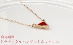 珊瑚 血赤珊瑚 トライアングル ペンダント ネックレス K10イエローゴールド 天然サンゴ 一点物 アクセサリー 厄除け お守り クリスマス バレンタイン 誕生日プレゼント 記念日 ホワイトデー ジュエリー 大人可愛い ギフト さんご サンゴ 高知県室戸市