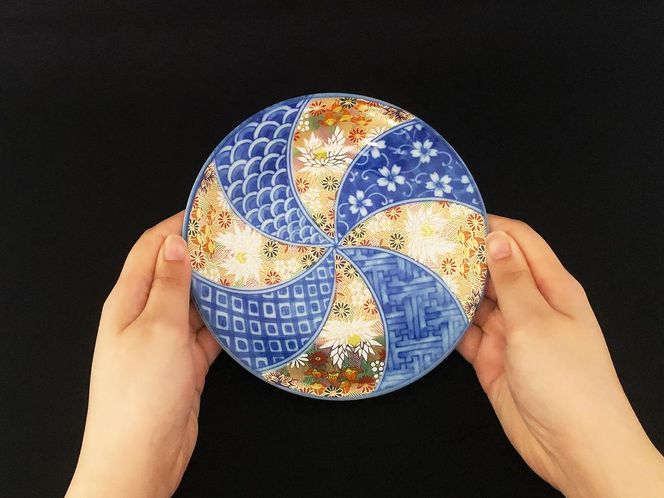 九谷焼　5.5号皿揃　金花詰 （5枚セット）a01 食器 キッチン雑貨 キッチンアイテム 雑貨 小物 お皿 丸皿 食卓 テーブルコーディネート 