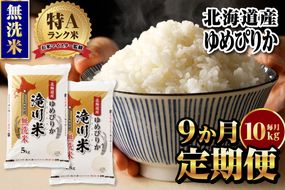 【11月発送】特A 北海道滝川産 ゆめぴりか 無洗米 10kg 9ヵ月定期便[R8年産]お米マイスター 新米 単一米 産地限定米 ブランド米 北海道米 北海道産 白米 精米 米 こめ お米 ご飯 おにぎり 道産 送料無料 むせんまい 限定