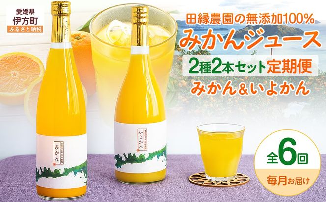 【6ヶ月定期便】田縁農園 2種みかんジュース（みかん いよかん）セット 全6回 IKTA048