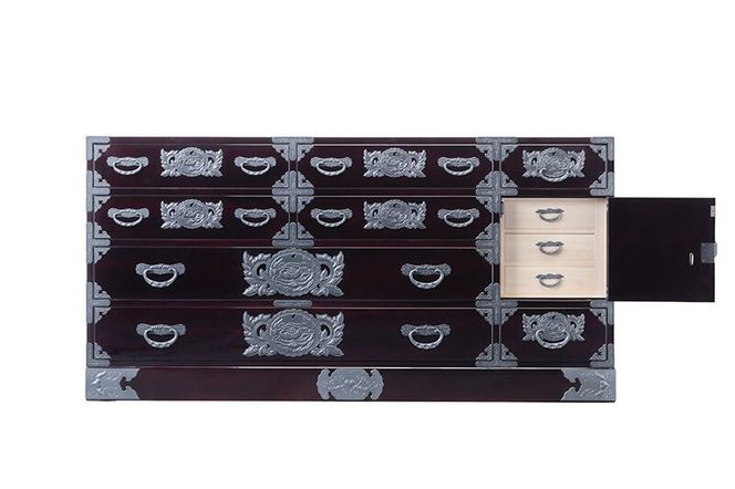 仙台箪笥 五尺横長箪笥75 木地呂漆塗り (申込書返送後、3ヶ月～8ヶ月程度でお届け) [仙台箪笥 タンス たんす 小型 高級 工芸品 伝統]|06_kyk-060101