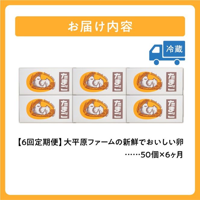 【6回定期便】大平原ファームの新鮮でおいしい卵 計50個(赤卵)×6ヶ月_S035-0020