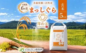 【6回定期便】米 5kg 玄米 まっしぐら イワモトファーム 青森県産 令和8年産 6ヶ月 定期便 新米 健康 栄養 食物繊維 ブランド米 直送 農家直送 お取り寄せ お米 こめ コメ 国産 冷めてもおいしい 送料無料