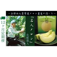 【12ヶ月定期便】数量限定！『クラウンメロン ”名人メロン” 1玉 』 メロン 人気 厳選 ギフト 贈り物 デザート グルメ フルーツ 果物 袋井市 果物類 メロン青肉 