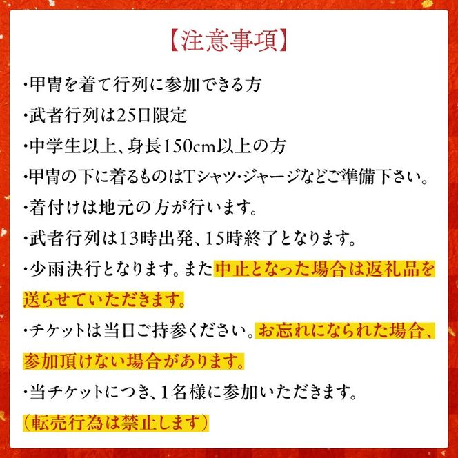 【必勝祈願】「限定5名 知恵の文殊大祭！2km練り歩き」《築上町》【NPO法人築上町観光協会】甲冑 鎧 武者 お守り 祈願[ABAX005]