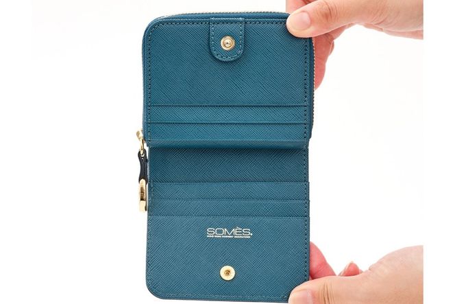 SOMES 二つ折り財布 （ブルー）PT-75 [ソメスサドル 北海道 砂川市 12260815-b] ソメス 財布 レディース 二つ折り 二つ折 2つ折り 本革 革 革製品 レザー ウォレット サイフ さいふ somes saddle