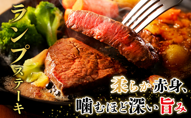 宮崎県産 黒牛 ステーキ 赤身 牛肉 ステーキ用 130g × 3枚 ランプ 130g 390g 肉 牛 国産牛 小分け 真空パック 冷凍 贈答  国産 えびの市 送料無料