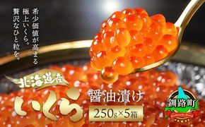 いくら醤油漬け 1.25kg（250g ×5箱） 小分け 配送日時指定可 ｜国産 いくら いくら醤油漬 イクラ ikura 天然 鮭 サーモン 鮭卵 鮭いくら 冷凍 笹谷商店 直営 釧之助本店 配送時期が選べる 配送 指定 配送日 選べる 北海道 釧路町 釧路超 特産品　121-1928-01-178