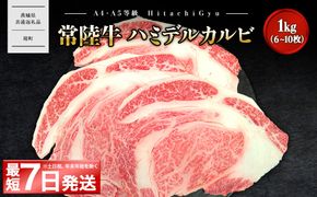 K2470 <最短7日発送>【常陸牛】ハミデルカルビ 1kg (6～10枚) 〈茨城県共通返礼品〉
