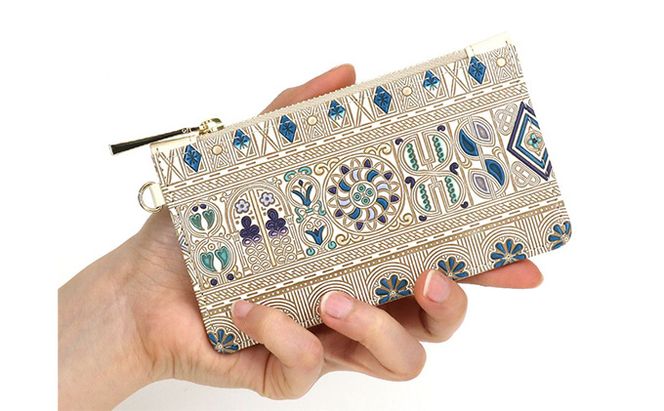 【文庫屋大関】すっきりカードケース　アポロン＜ブルー＞【皮革工芸品】 ファッション小物 雑貨 フラグメントケース 小銭入れ付き 収納 スマート 日本製 青 