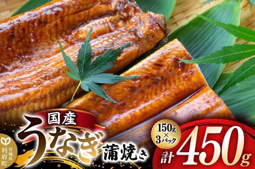 国産うなぎ蒲焼 450g(1パック150g×3) 高知県産 [国産 うなぎ 蒲焼 湯煎 簡単 時短 調理 上品 ふっくら 柔らか 秘伝のたれ 宮城県 利府町 ウツミ水産]|06_rku-090301