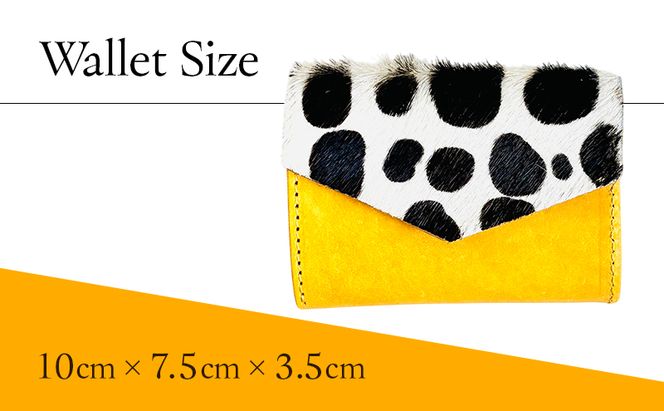 財布 手のひらサイズのレザーコンパクトウォレット イエローダルメシアン レザー 小銭入れ 札入れ コンパクト ダルメシアン ギフト 日用品 雑貨 日進市 愛知県